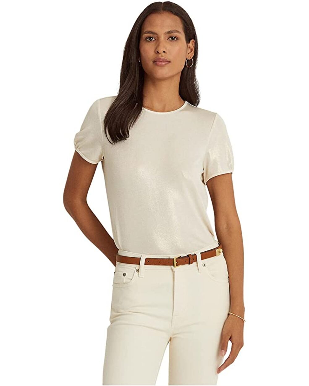 Lauren Ralph Lauren Foiled Jersey T-Shirt Mascarpone Cream